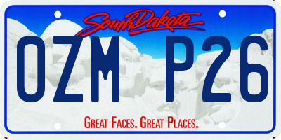 SD license plate 0ZMP26