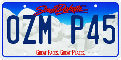 SD license plate 0ZMP45