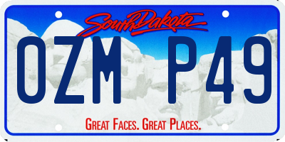 SD license plate 0ZMP49