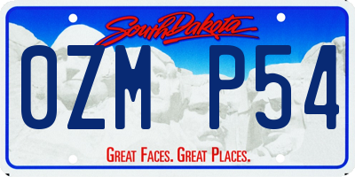 SD license plate 0ZMP54