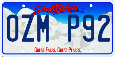 SD license plate 0ZMP92