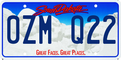 SD license plate 0ZMQ22