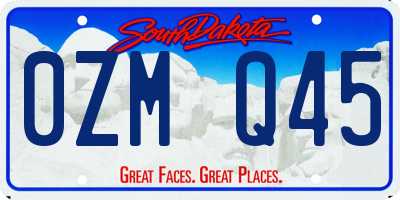 SD license plate 0ZMQ45