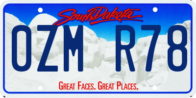SD license plate 0ZMR78