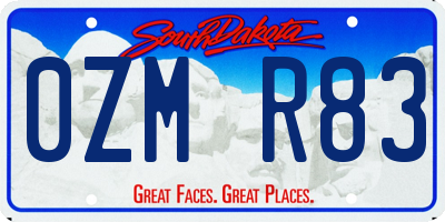 SD license plate 0ZMR83
