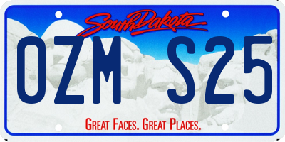SD license plate 0ZMS25