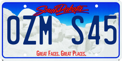 SD license plate 0ZMS45