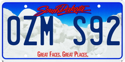 SD license plate 0ZMS92