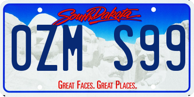 SD license plate 0ZMS99