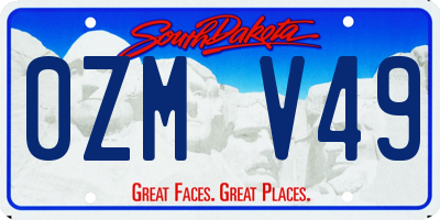 SD license plate 0ZMV49