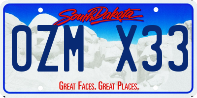 SD license plate 0ZMX33