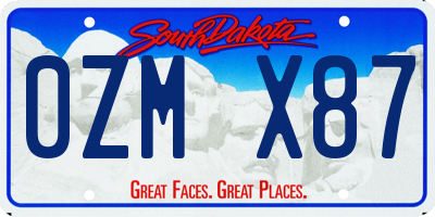 SD license plate 0ZMX87