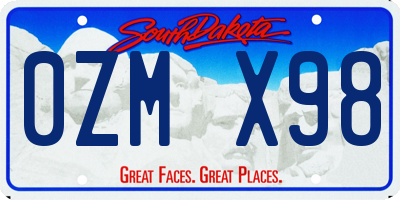 SD license plate 0ZMX98