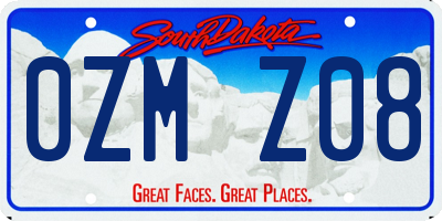 SD license plate 0ZMZ08