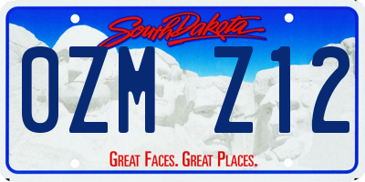 SD license plate 0ZMZ12