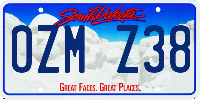 SD license plate 0ZMZ38