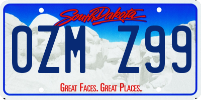 SD license plate 0ZMZ99
