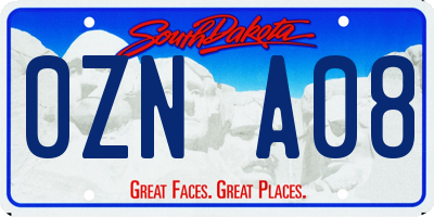 SD license plate 0ZNA08