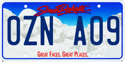 SD license plate 0ZNA09
