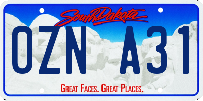 SD license plate 0ZNA31