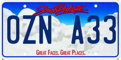 SD license plate 0ZNA33