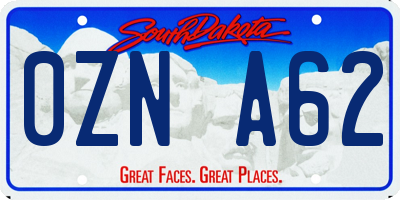 SD license plate 0ZNA62