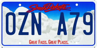 SD license plate 0ZNA79