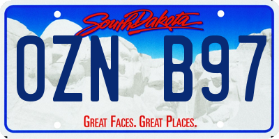 SD license plate 0ZNB97
