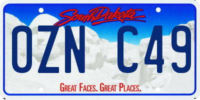 SD license plate 0ZNC49