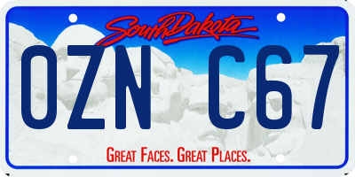 SD license plate 0ZNC67