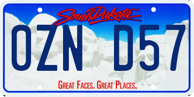 SD license plate 0ZND57