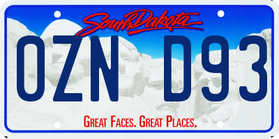 SD license plate 0ZND93