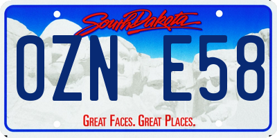 SD license plate 0ZNE58