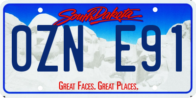SD license plate 0ZNE91