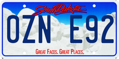 SD license plate 0ZNE92