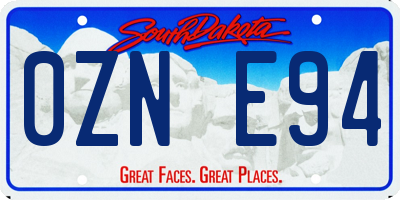 SD license plate 0ZNE94