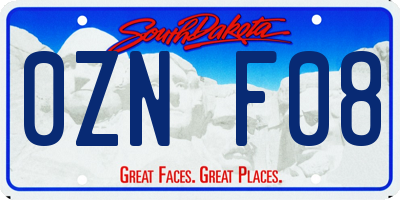 SD license plate 0ZNF08