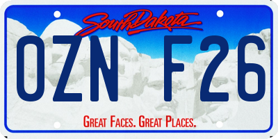 SD license plate 0ZNF26
