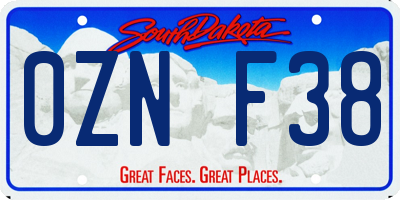 SD license plate 0ZNF38