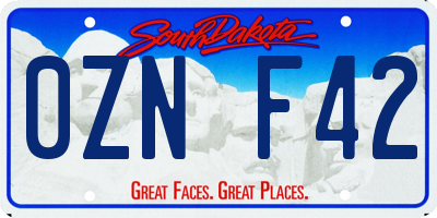 SD license plate 0ZNF42