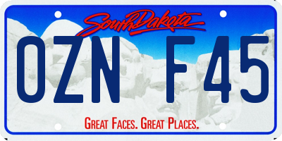 SD license plate 0ZNF45