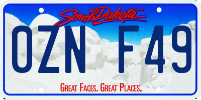 SD license plate 0ZNF49