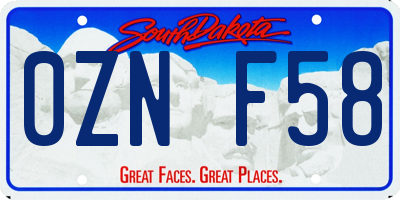 SD license plate 0ZNF58