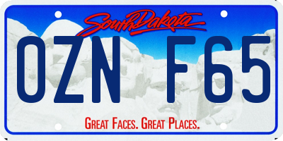 SD license plate 0ZNF65
