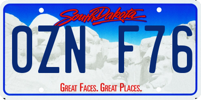 SD license plate 0ZNF76