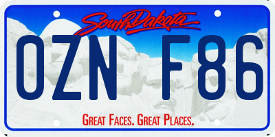 SD license plate 0ZNF86