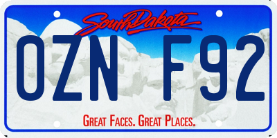 SD license plate 0ZNF92