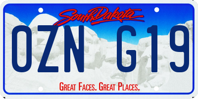 SD license plate 0ZNG19