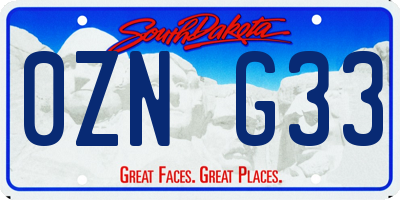 SD license plate 0ZNG33