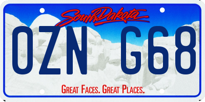 SD license plate 0ZNG68